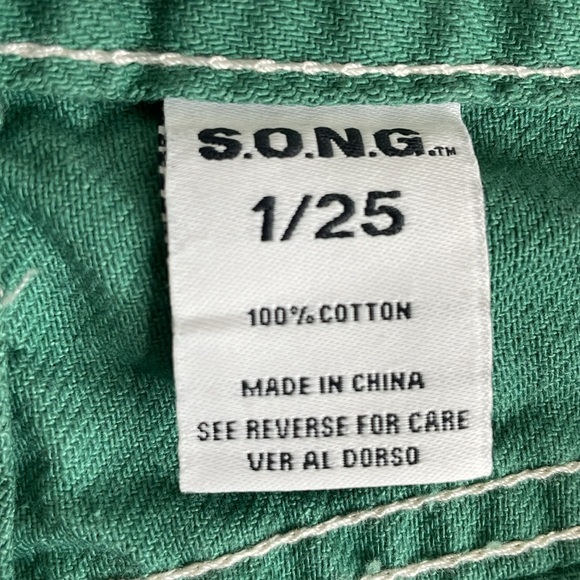 S.O.N.G 90’s Boyfriend Cargo Pants High Rise Green Size 1/25 - Picture 10 of 15